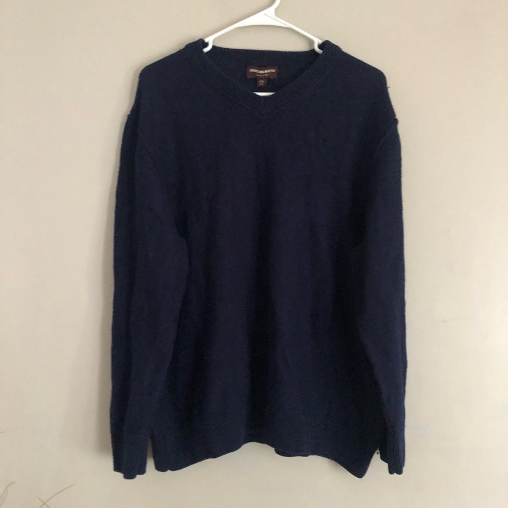 Johnston & Murphy Blue V-Neck Sweater Cozy Knit